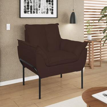 Imagem de Poltrona Sofá Luxo Base Metal Preto Recepção Escritório