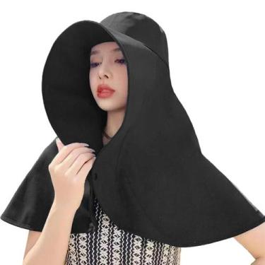 Imagem de Chapéu De Proteção Solar Respirável Com Aba Larga E Cobertura Para O P