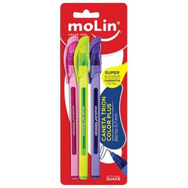 Imagem de Caneta Esferográfica Molin Trion Color Plus 0.7mm 3 unidades