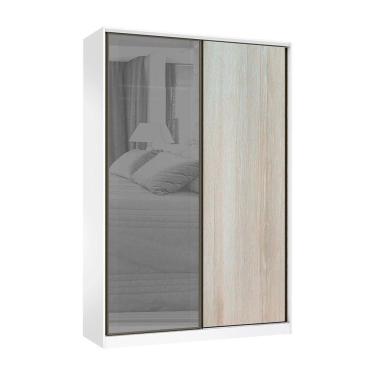 Imagem de Guarda Roupa 2 Portas De Correr 3 Gavetas 159cm Com Vidro Reflecta Prata Prime Luciane Móveis