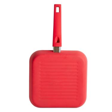 Imagem de Frigideira Grelha Cerâmica 24cm Quadrada Casa do Chef Vermelha