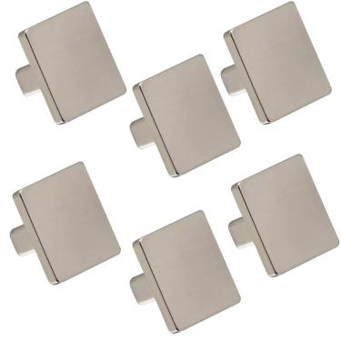 Imagem de Kit 6 Puxadores Aspen 188 Ponto Quadrado Niquel Escovado Para Móveis Armários e Gavetas