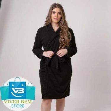 Imagem de Roupão Microfibra Premium super macio Unissex - Viver Bem Estar, Preto