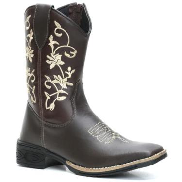 Imagem de Bota Texana Botina Feminina Country Cano Curto Floral Rodeio - NoBrand