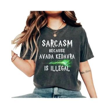 Imagem de Camiseta Feminina Retrô Magic Wand Sarcasm Y2K De Algodão Avada Kedavr