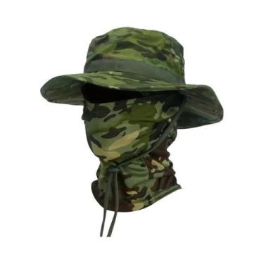 Imagem de Chapéu Boonie Camuflado Dobrável Com Aba Larga Para Proteção Solar Em 