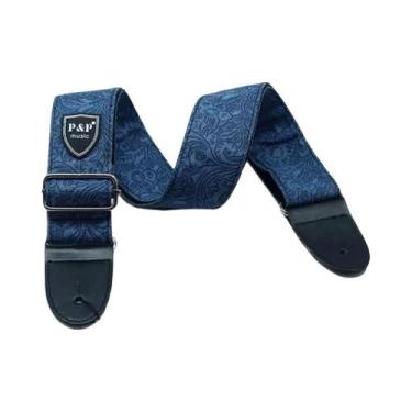 Imagem de Correia De Guitarra Ajustável Em Algodão Denim Grosso Para Baixo Elétr