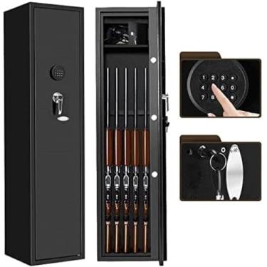 Imagem de Caixa de segurança, armário seguro à prova d'água à prova de fogo, cofre para 4 rifles, cofre eletrônico para casa, gabinete seguro de 4 armas longas atualizado para espingarda e pistola, ri