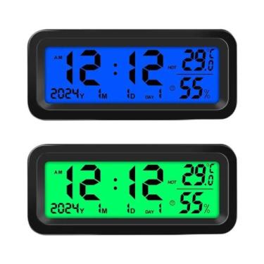 Imagem de Termômetro De Painel LED Luminoso Solar USB Com Relógio Eletrônico E L