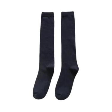 Imagem de Meias Masculinas De Algodão Macio Até O Joelho, Cor Sólida, Elásticas,