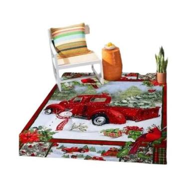 Imagem de Tapete De Porta Com Estampa De Caminhão Vermelho De Natal, Tapete Para