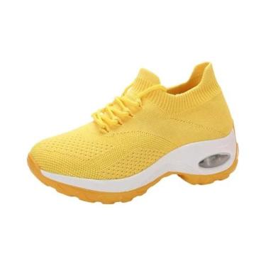 Imagem de Tênis Feminino Respirável De Malha Com Plataforma Grossa E Aumento De 