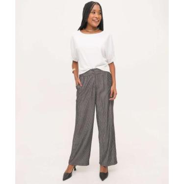 Imagem de Calça Wide Leg Feminina Alfaiataria Risca De Giz Maris-15769 - MARISA,