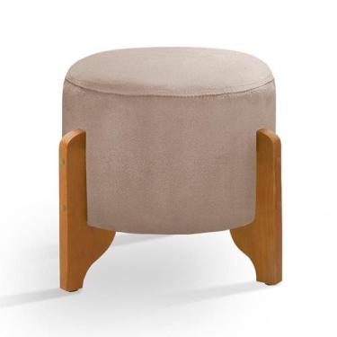 Imagem de Puff Caleb em Veludo com Pés em Madeira Maciça Sala - Mobilia Real, Be