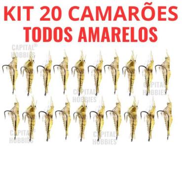 Imagem de Iscas Artificial camarão De Silicone Com Anzol Kit 40 ou 20 unidades d