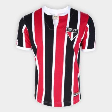 Imagem de Camisa São Paulo 1971 Retrô Mania Masculina - RetrôMania, Preto, Verme