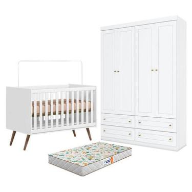 Imagem de Berço Americano Q Encanto 3820 Retrô Branco Acetinado - Qmovi e Guarda