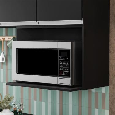 Imagem de Suporte Microondas e Forno Elétrico Aéreo 60cm Itália Preto - Lumil
