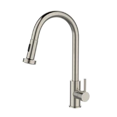Imagem de Monocomando Gourmet Cozinha Extensível Bica Alta Aço Escovado - 7908745803487 - ECONOMETAL