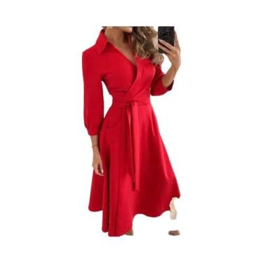 Imagem de Vestido Feminino Com Estampa Boêmia, Decote Em V, Manga Morcego, Estam