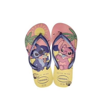 Imagem de Chinelo Havaianas Infantil Meninas Stitch Kids Slim Disney, Amarelo, 3