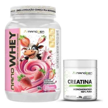 Imagem de Whey Protein Creatina 300g Combo Hipertrofia Ganho Massa Nanogen Biotecnology-Unissex