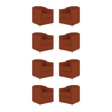 Imagem de Kit 08 Poltronas Decorativas Tilla Sala De Espera Clínica Tecido Suede Terracota Balaqu...