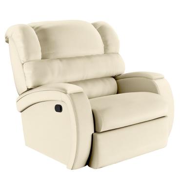 Imagem de Poltrona Do Papai Reclinável Napoli Manual Gatilho Couro Sintético Bege D'Rossi