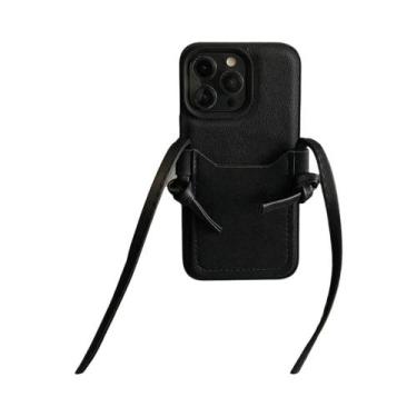 Imagem de Capa Protetora De Luxo Preta Coreana Com Alça Transversal E Porta-Cart