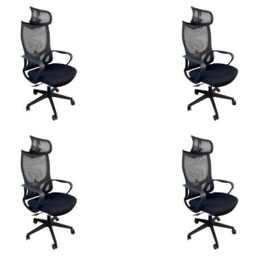 Imagem de Kit 4 Cadeiras De Escritório Presidente Ergonômica Oficial Corporativa
