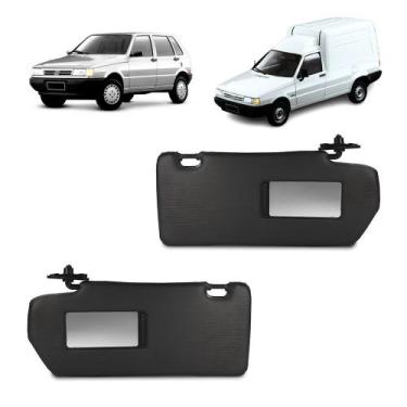 Imagem de Par Quebra Sol Preto com Espelho Fiat Uno Fiorino 1993 a 2003 Newtec N