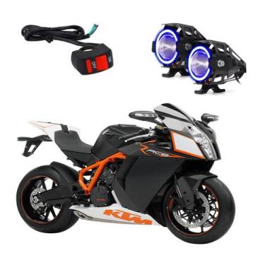 Imagem de Farol de Milha Angel Eye U7 Azul para Moto Kawasaki ER 6N 650CC 2010 2