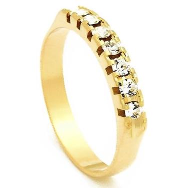 Imagem de Anel Meia Aliança Aparador Banhado A Ouro 18k Com Pedra Zirconia - AIE
