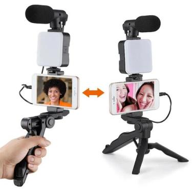 Imagem de Kit Filmagem Vlogging Live Tripé Suporte Para Câmera Celular Tomate MT