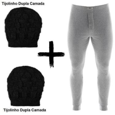 Imagem de Kit Combo Inverno Ceroula Mash Minhocão Algodão + 2 Toucas-Unissex