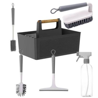 Imagem de Kit Limpeza para Lavanderia Multiuso Preto 6 Peças Organização de Itens para Área de Se...