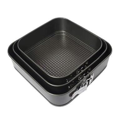 Imagem de Kit 3 Forma Bolo Torta Fundo Removivel Assadeira Quadrada Antiaderente