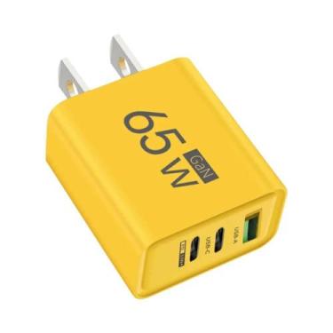 Imagem de Carregador Rápido GaN USB C De 65W, Adaptador De Parede PD3.0 Com 3 Po