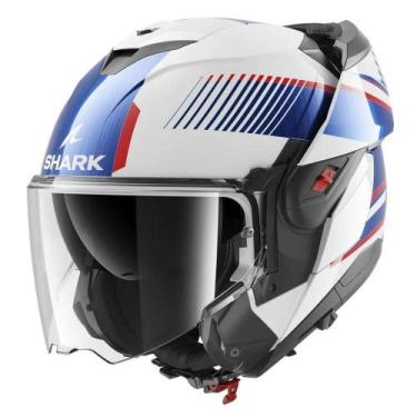 Imagem de Capacete Shark Oxo Sikter Wub Branco Azul e Vermelho Tamanho:56, 56