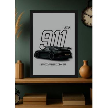 Imagem de Quadro Porsche 911 GT3 com Vidro e Moldura Preta Tam:A4 - Spark Loja