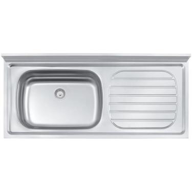 Imagem de Pia de Apoio Filo 56 EX em Aço Inox 120x55 cm c/ Válvula 3 1/2 Tramont
