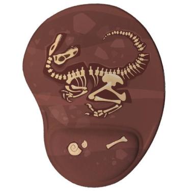 Imagem de Mouse Pad Ergonômico Dinossauro Velociraptor Fóssil - Geek Vip , Marro