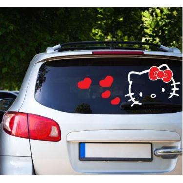 Imagem de Adesivo para Carro Hello Kitty Mod01 Cor:Branco - Lojinha da Luc Adesi