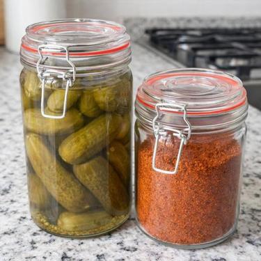 Imagem de Potes Hermético Mantimentos Cozinha Vidro 450ml 1L Kit 8pçs - Genérico