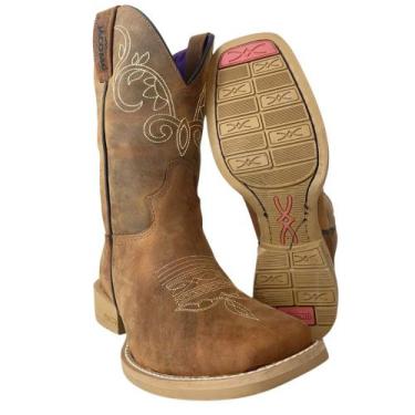 Imagem de Bota Texana Feminina Jácomo Crazy Amêndoa Ref 1011.UF, Marrom, 35