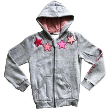 Imagem de Blusa De Frio Casaco Moletom Infantil Com Zíper Menina Olyns, Cinza, 6