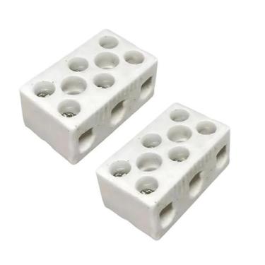Imagem de Kit 2 Conectores De Porcelana Cerâmica Chuveiro Tripolar 10mm - Bestfe
