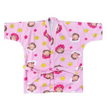 Imagem de Roupão rosa claro para bebê estampado mônica baby - Era Uma Vez