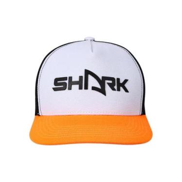 Imagem de Boné Shark Com Tela - Branco com Laranja e Preto