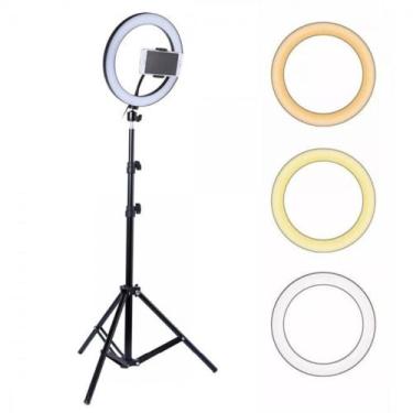Imagem de Ring Light Led Portátil 26cm Suporte Celular 10 Polegadas + Tripé 2,10